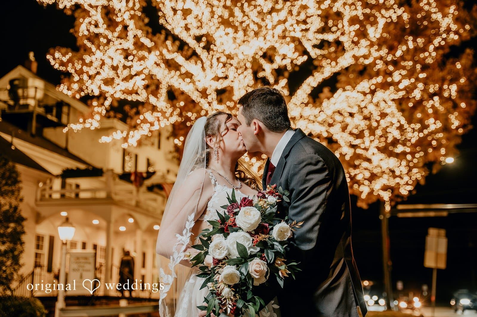 Our Philadelphia wedding photographer at Original Weddings captured a stunning portrait of the bride and groom with their wedding party at William Penn Inn