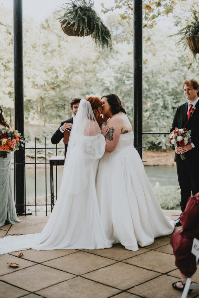 Jaelynn + Elese bride and bride ceremony at wedding ceremony venues st louis