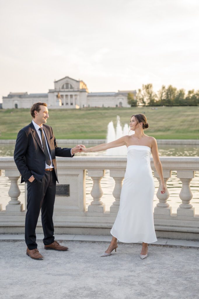 Keenan + Megan newlyweds portrait at unique wedding venues st louis