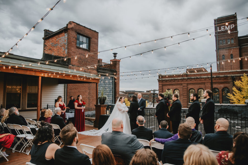 Chelsea + Seth outdoor rooftop ceremony at wedding venues st louis