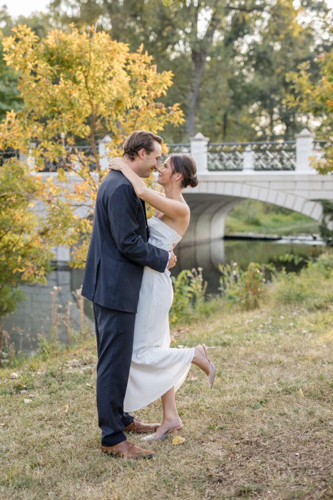 Keenan + Megan couple in greenery at wedding venues st louis