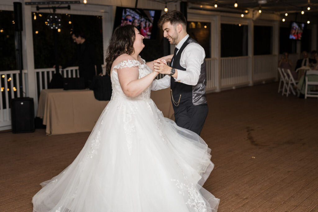 Gabriella + Ethan bride and groom dancing at wedding reception venues st louis