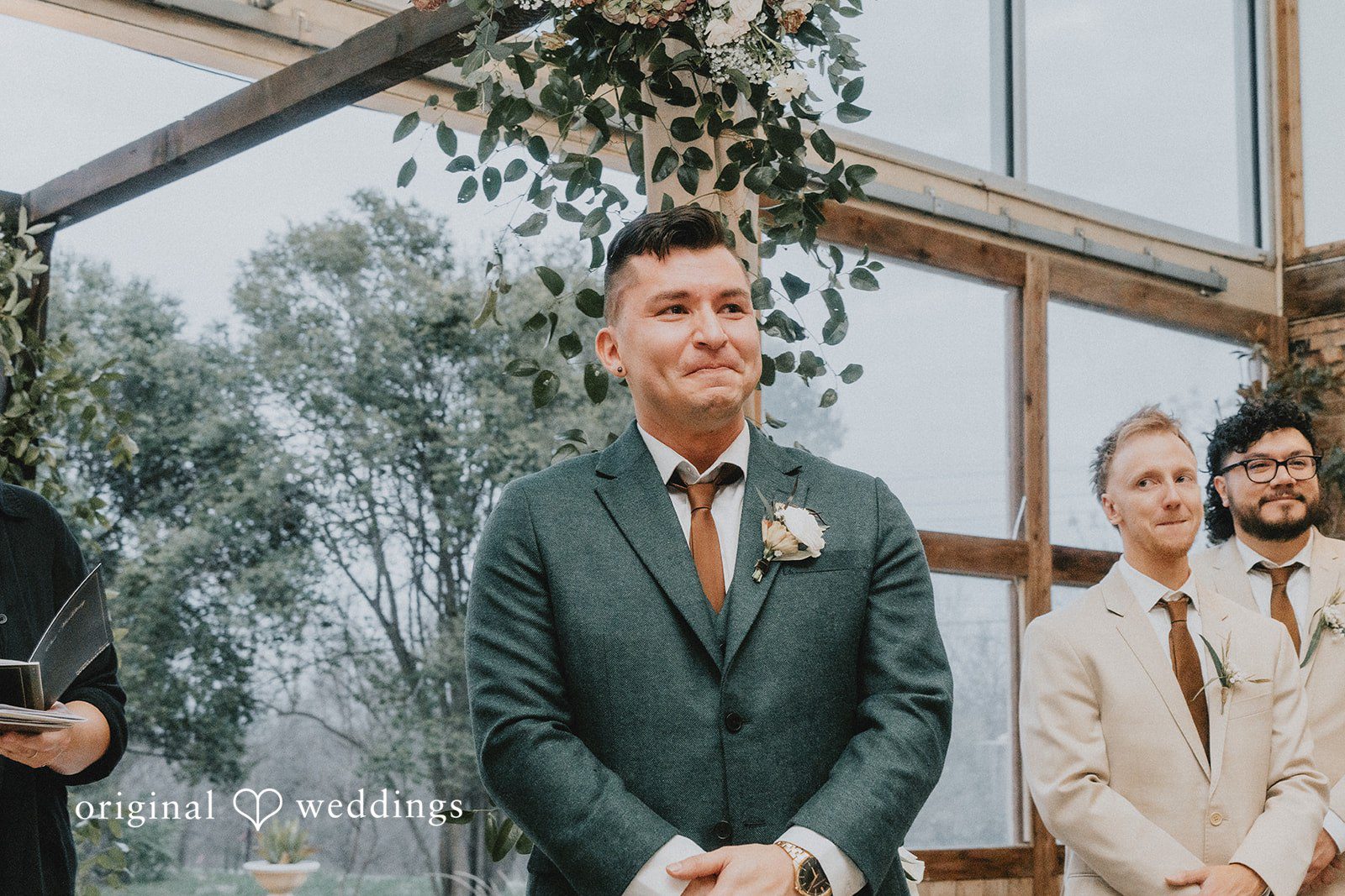 The groom in anticipation of the bride