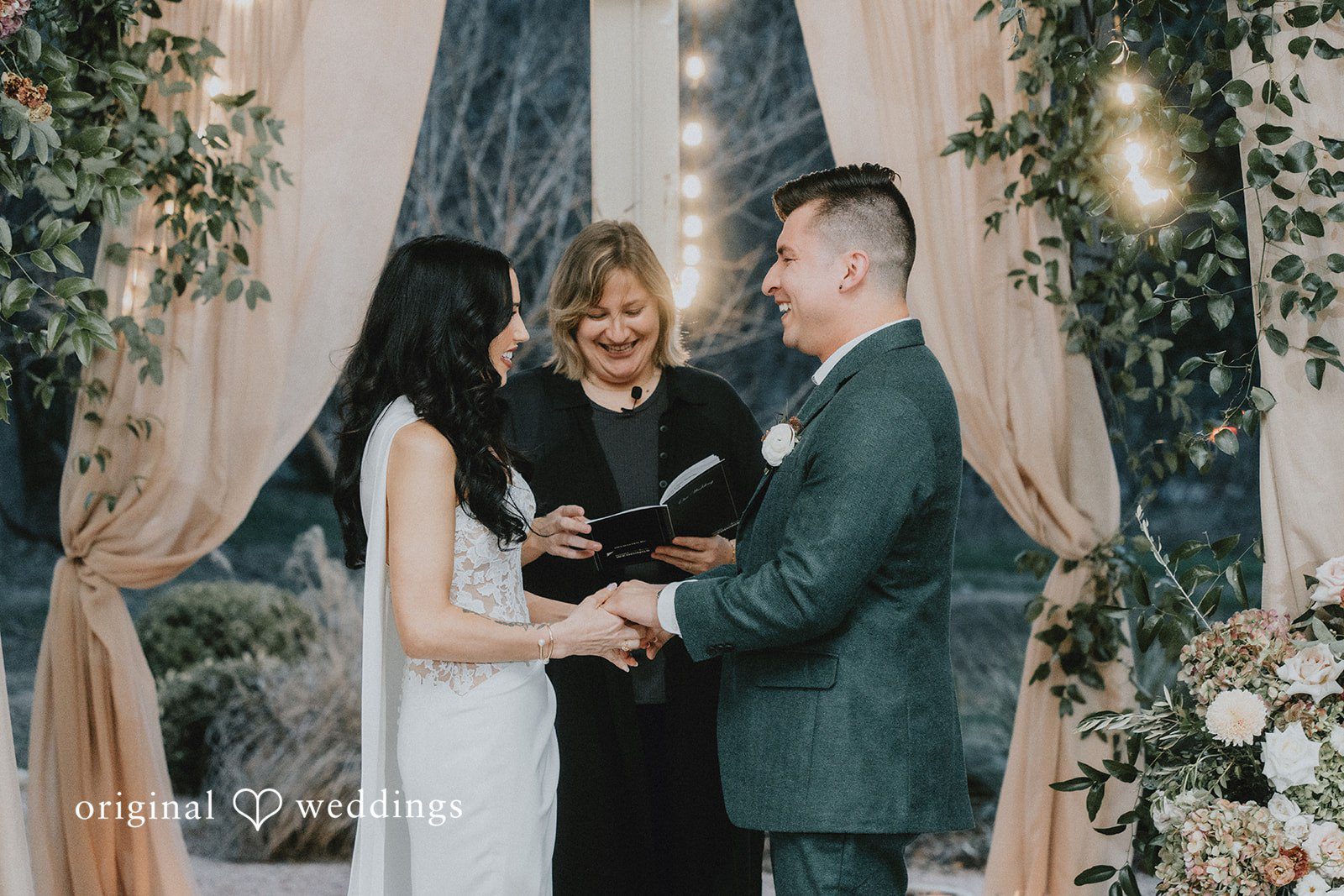 The bride and groom about to be joined as one