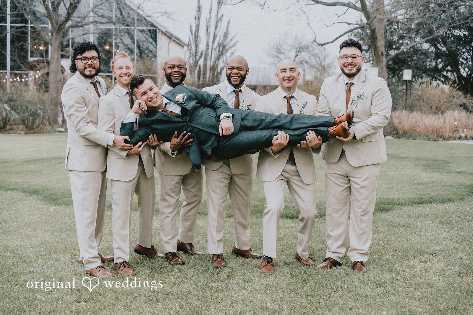 A fun portrait of the groom and his groomsmen