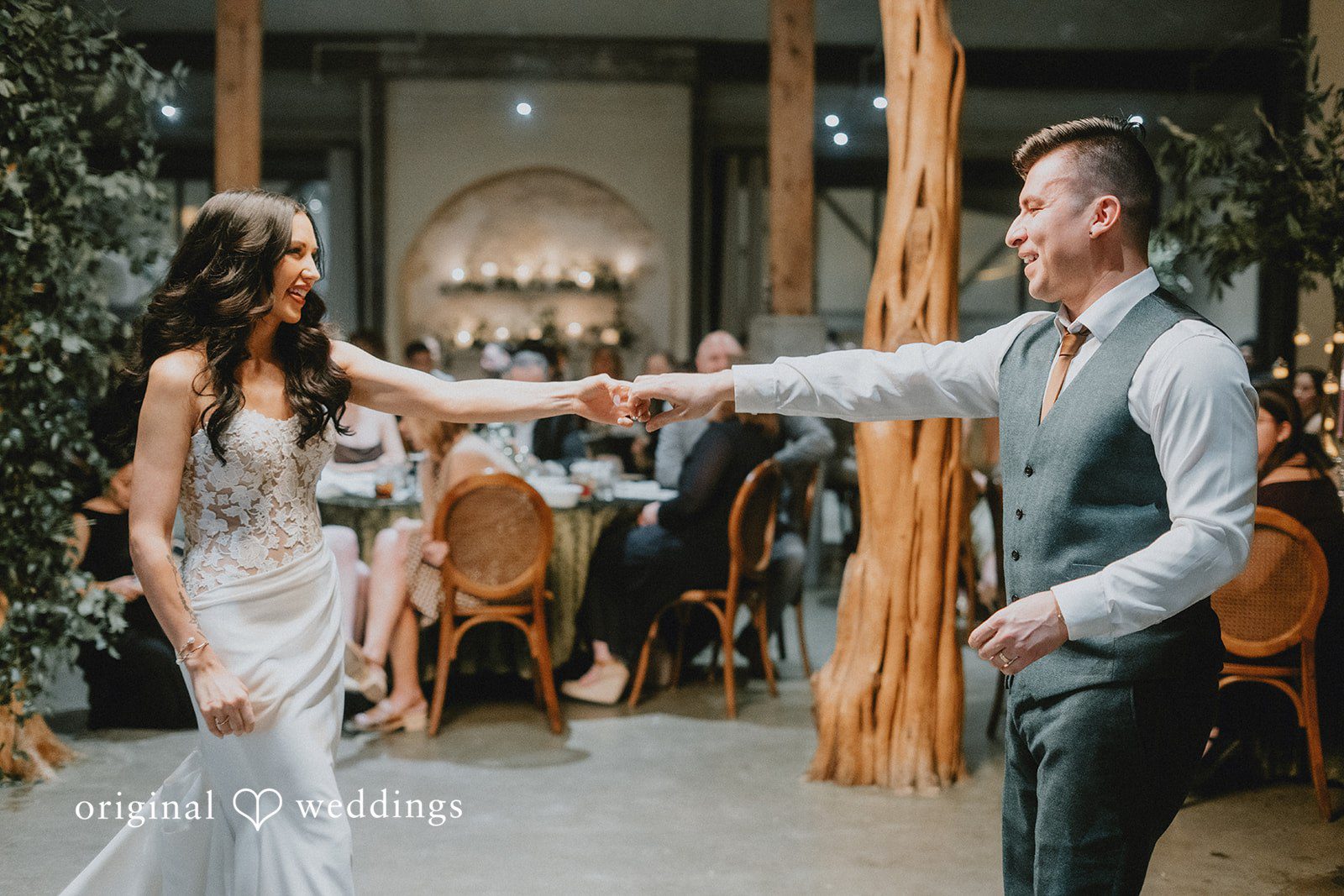Joyful dance time for the couple