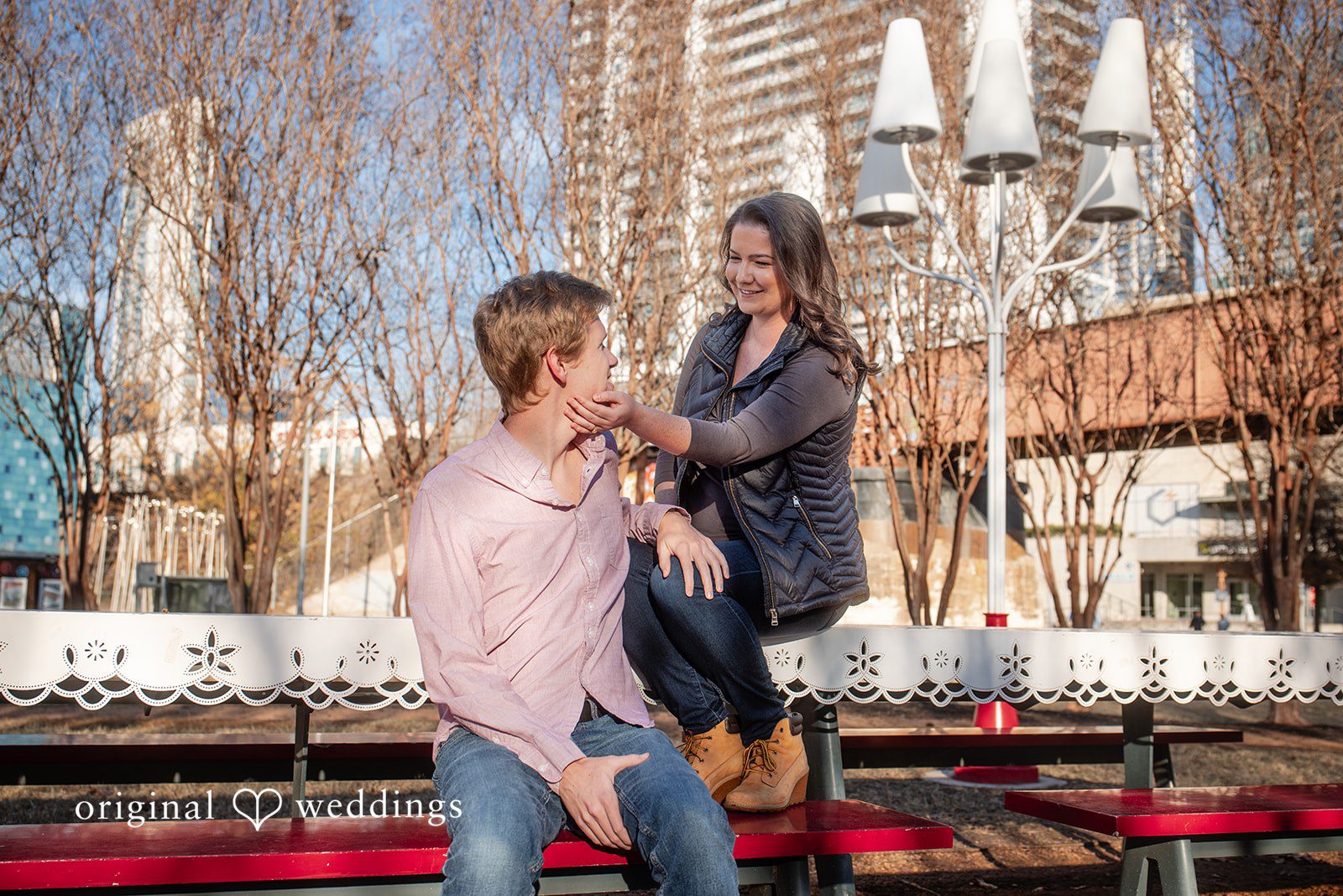 A romantic portrait of the couple at the Butler Metro Park