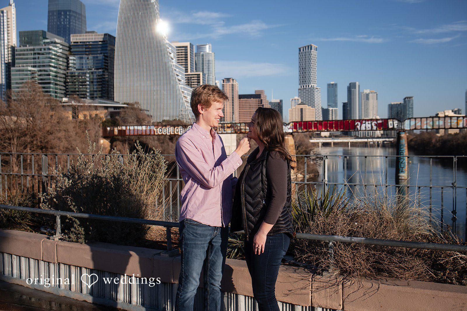 A romantic portrait of the couple