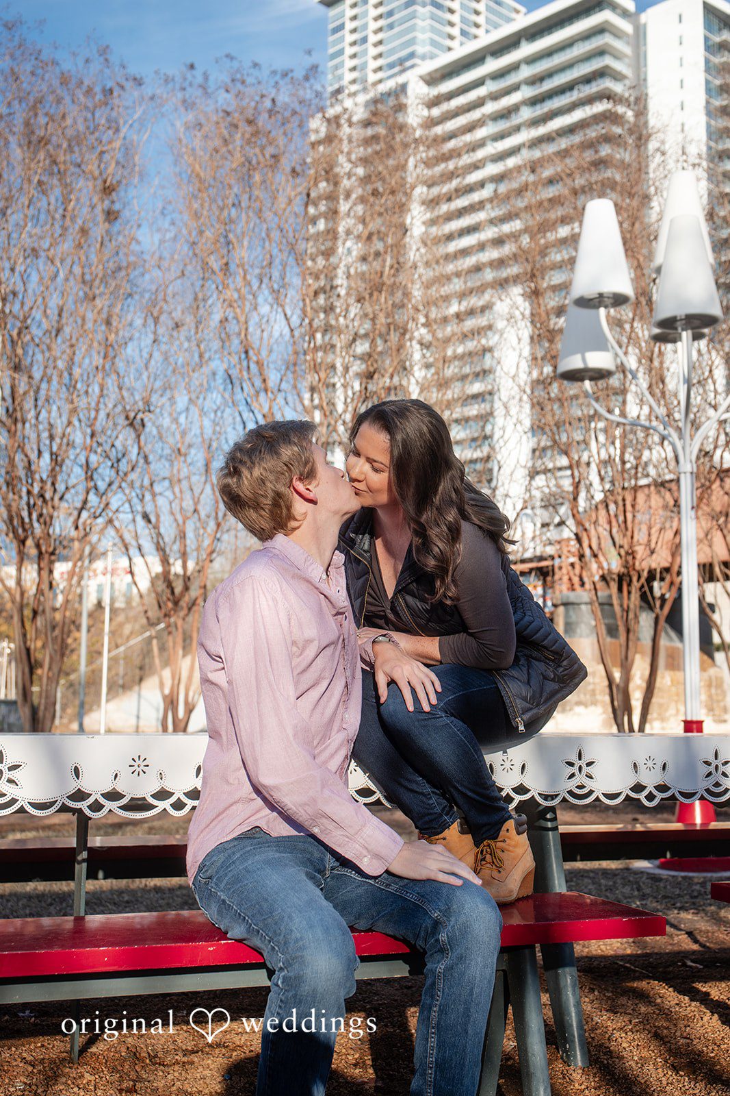 The couple shares a kiss at Butler Metro Park