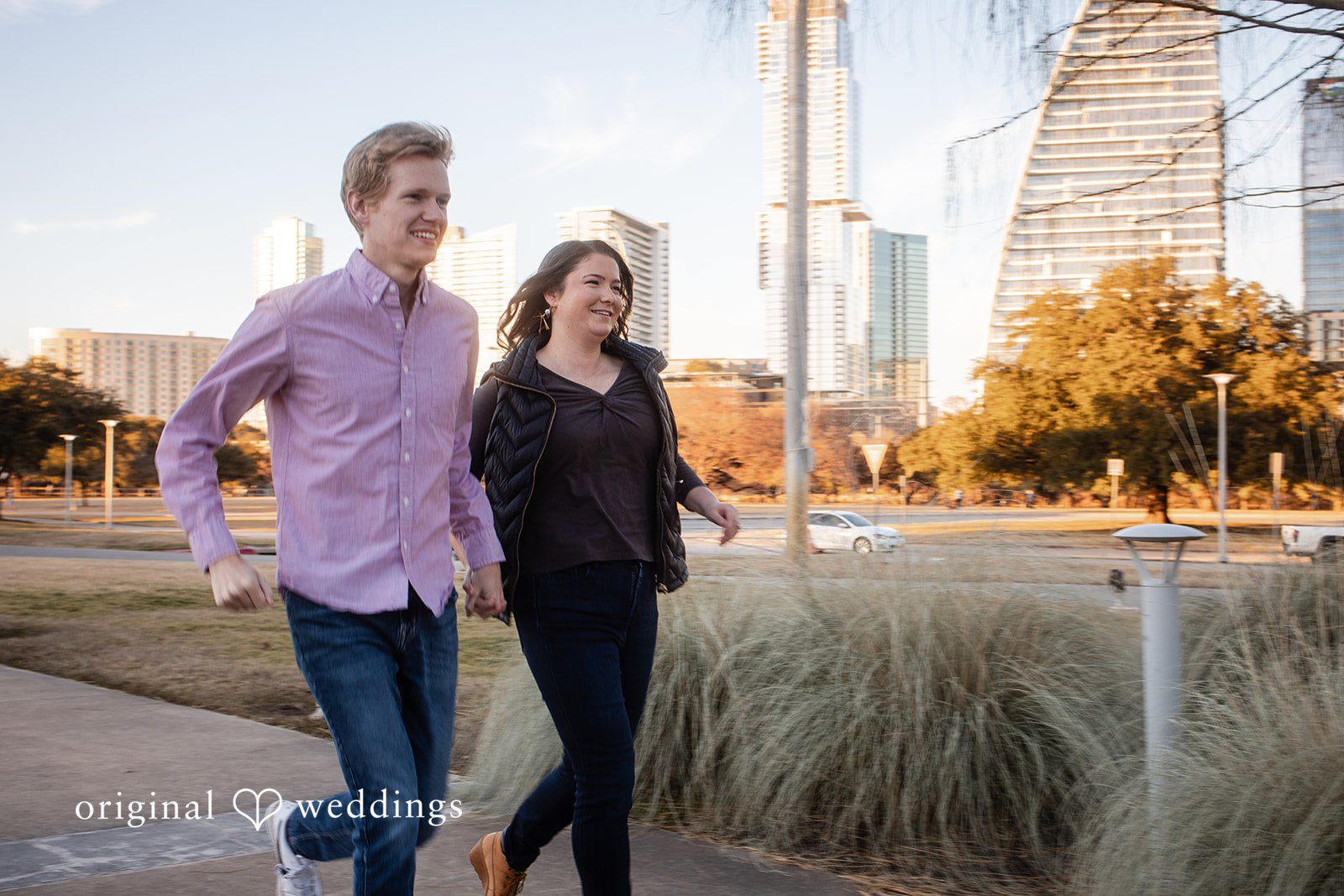 The couple’s happy moment during their engagement session