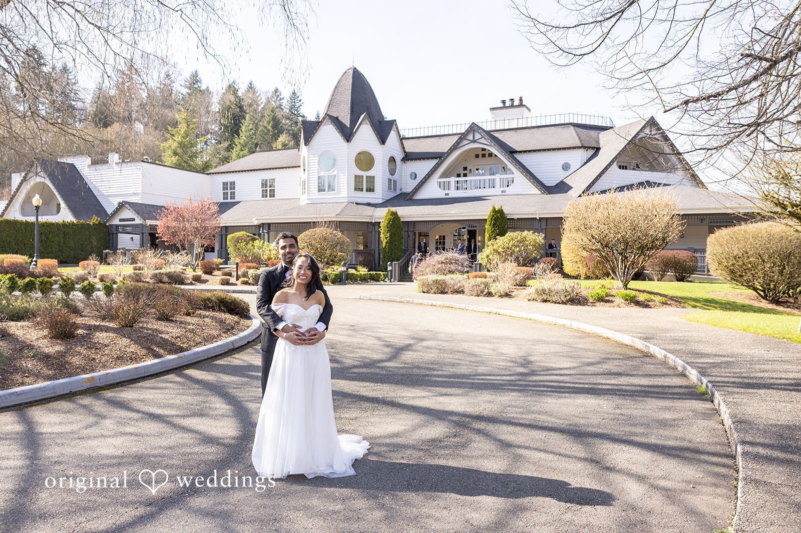 Our Seattle wedding photographer at Original Weddings captured a stunning portrait of the couple at Columbia Collective