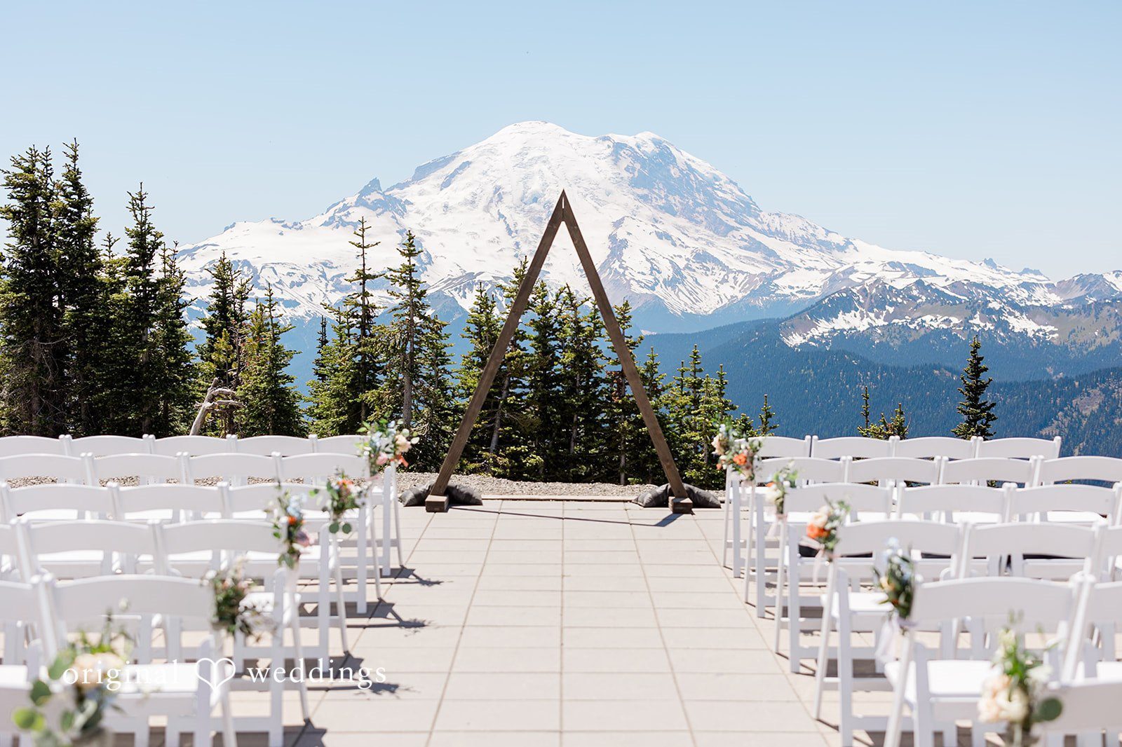 Crystal Mountain Resort Wedding 1 Crystal Mountain Resort wedding venue exterior view showcasing the mountain setting and ceremony space