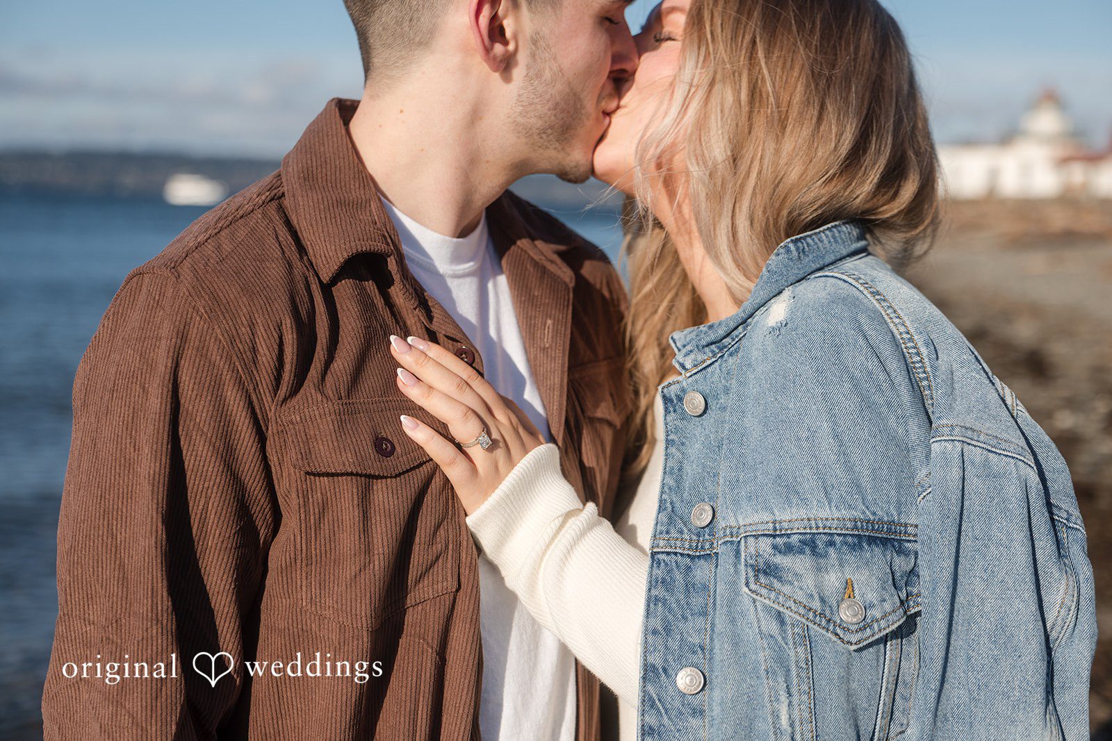 Romantic kiss moment of couple at discovery park