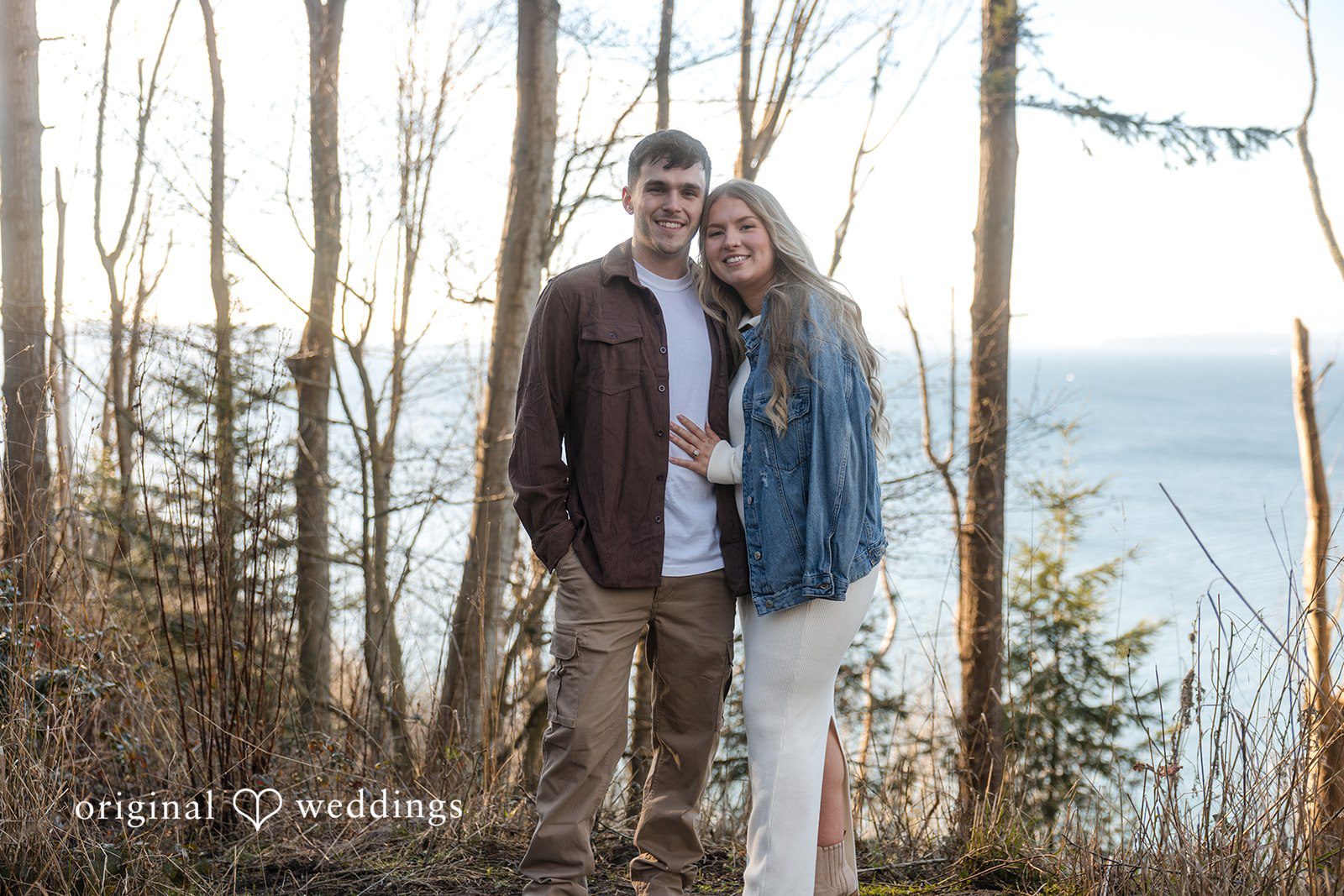 Engagement photography services by original weddings capturing lovely moments of couple at Discovery Park