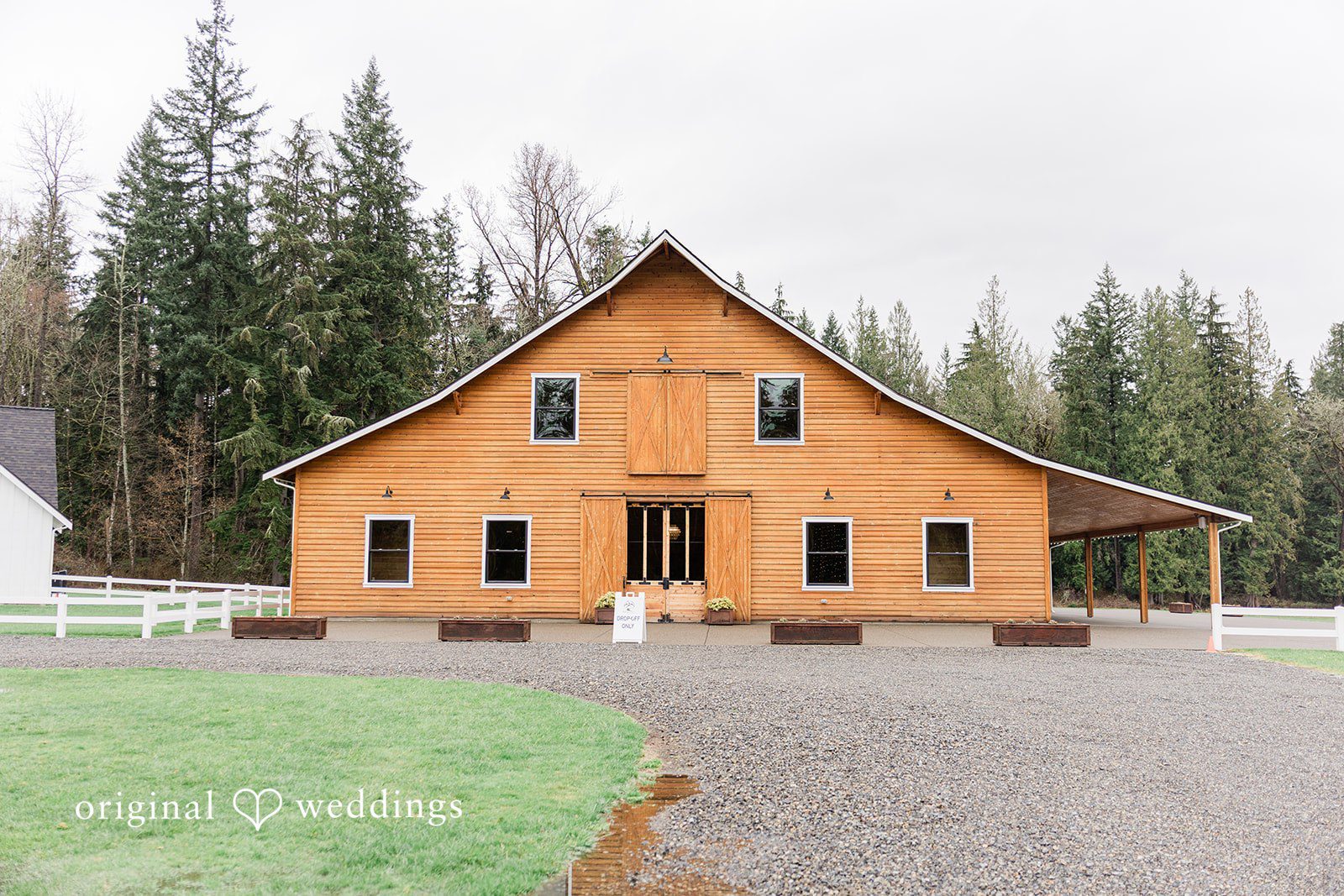 Aubrey + Casey A charming wooden wedding venue sits peacefully surrounded by nature.