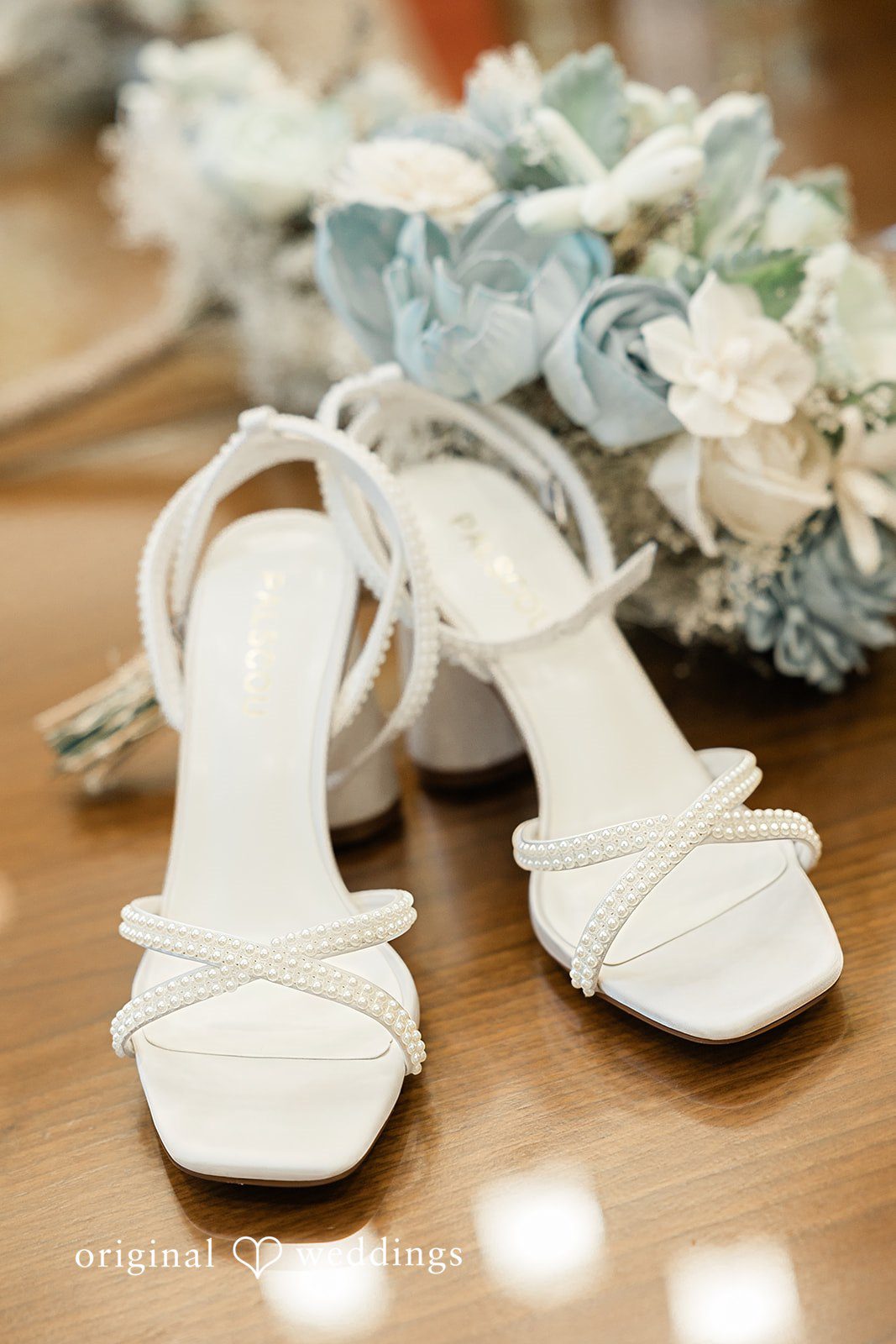 Detailed picture of wedding shoes