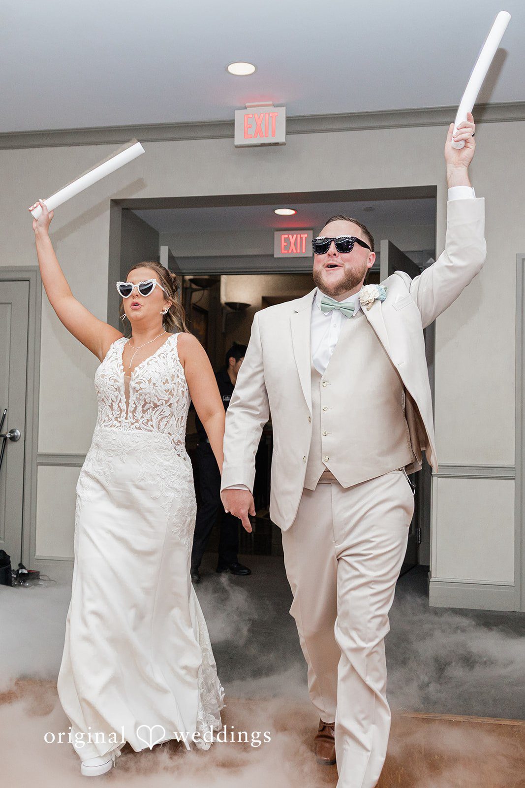 Couple leaving the venue happily