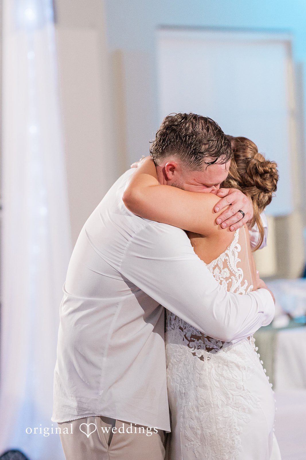Emotional hug of couple