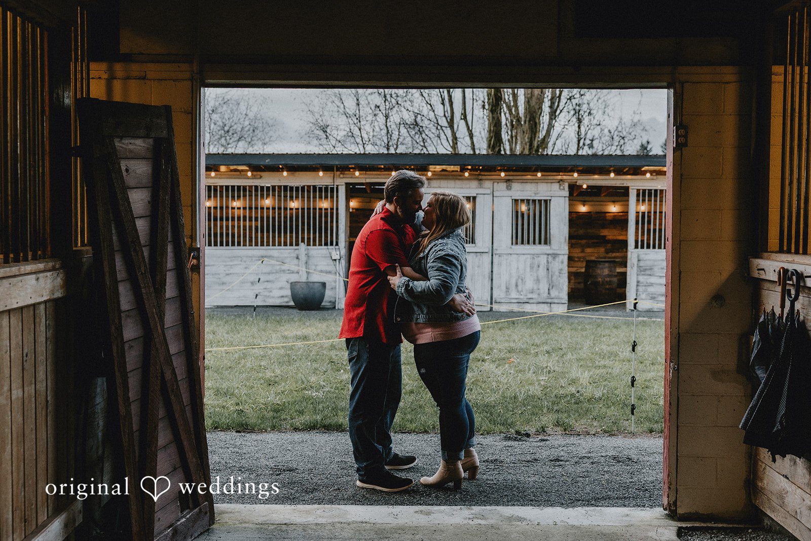 Romantic close interaction between couple at Hidden Farm & Stables
