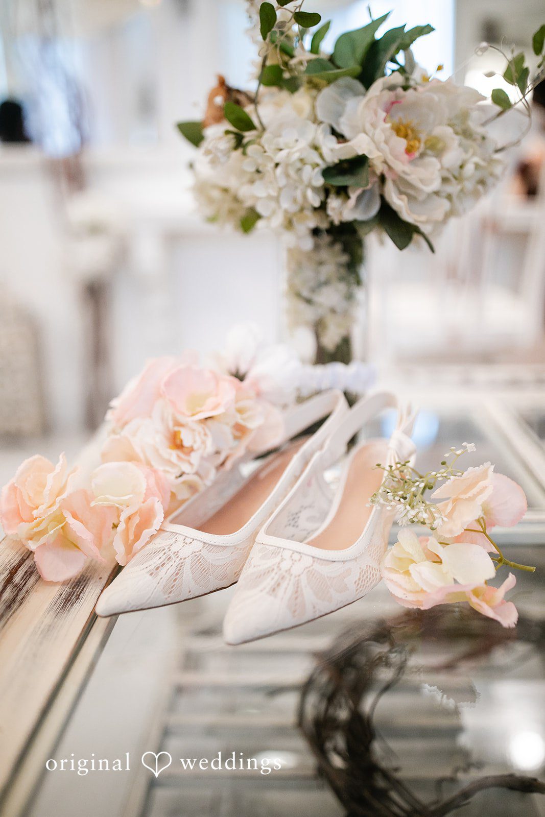Whitchyna + Kevin Elegant bridal wedding shoes detail shot at Imperial Design Orlando