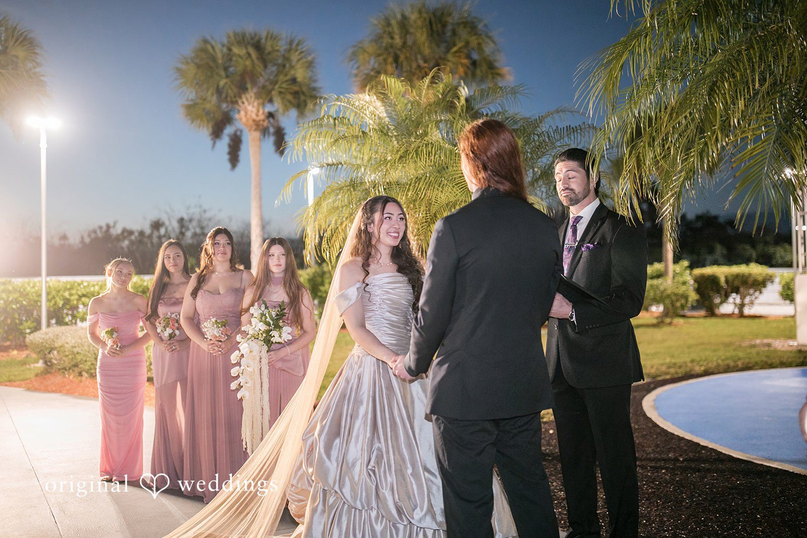 Bride smiling during wedding ceremony moment