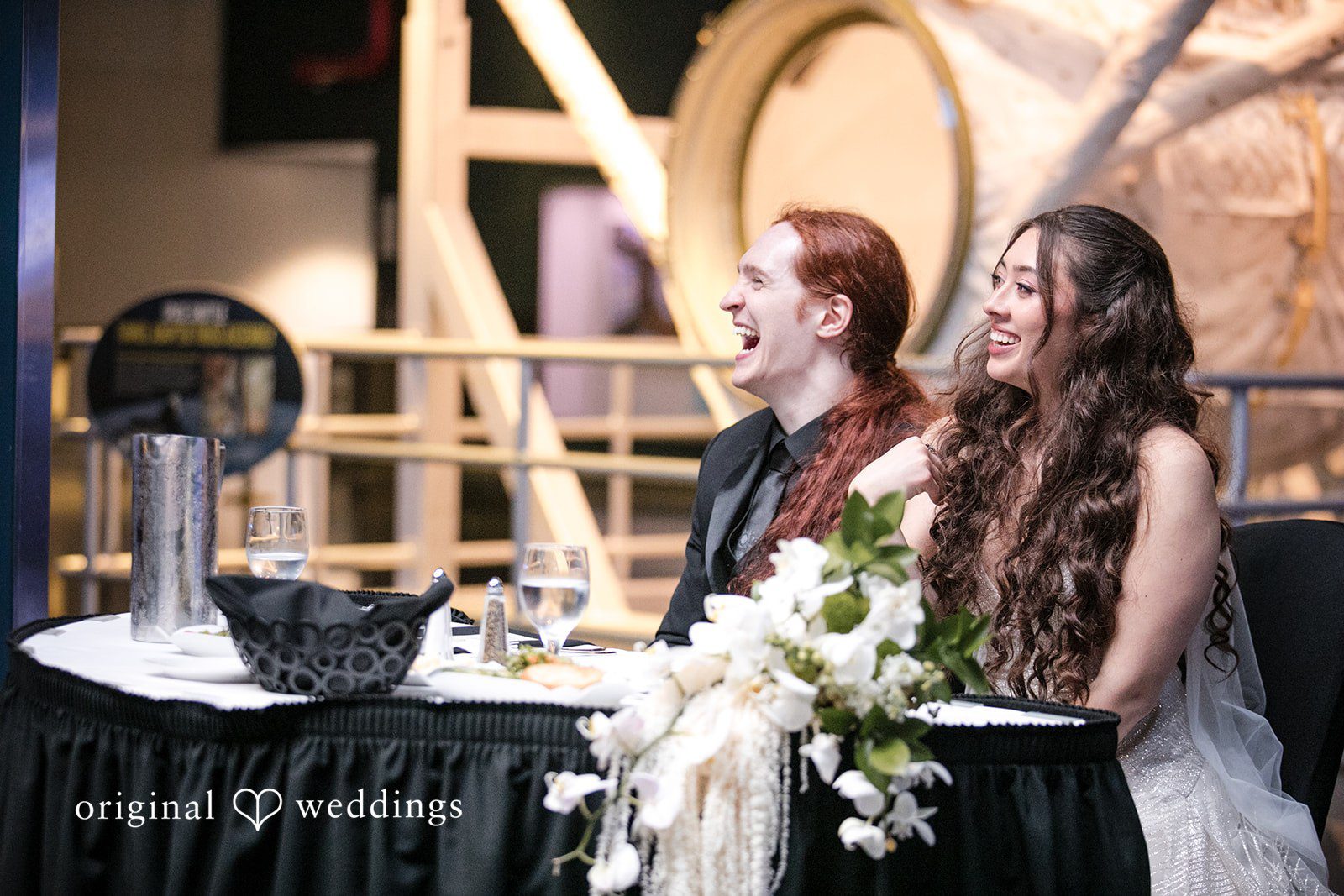 Beautiful picture of bride and groom wedding celebration with guests