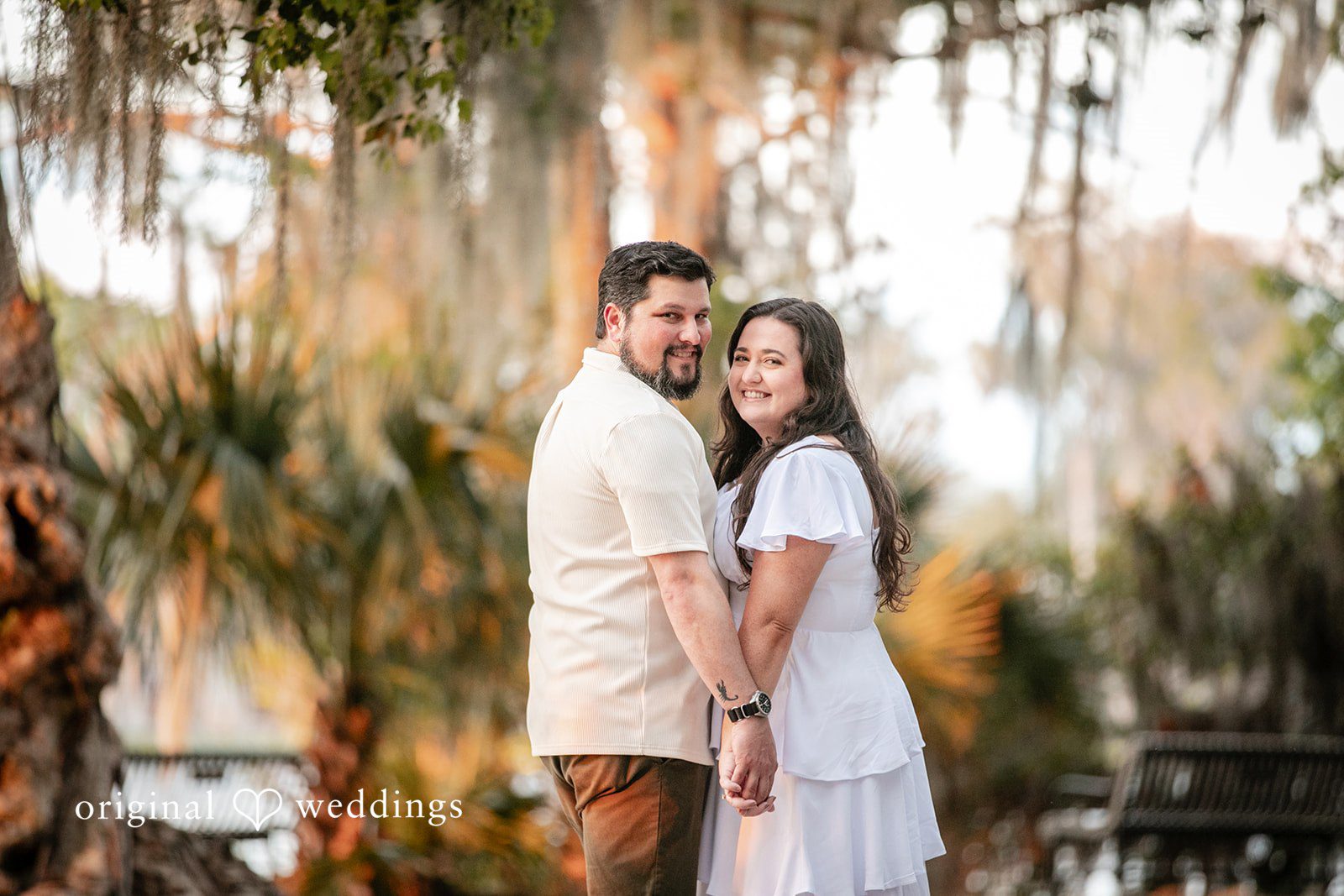 Our Orlando wedding photographers captured a beautiful portrait of the couple at Kraft Azalea Gardens