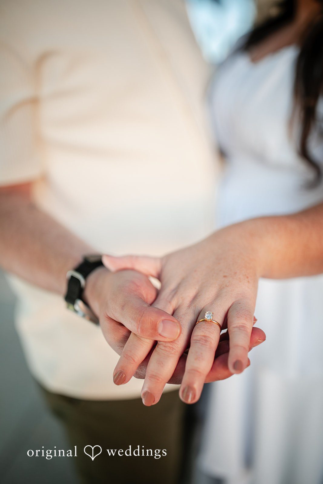 A close-up shot of the couple