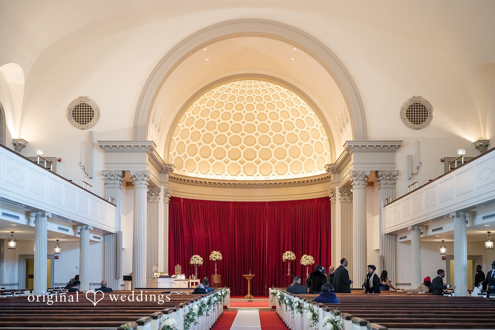 Kimberly + Phillip The indoor ceremony space at Memorial Chapel