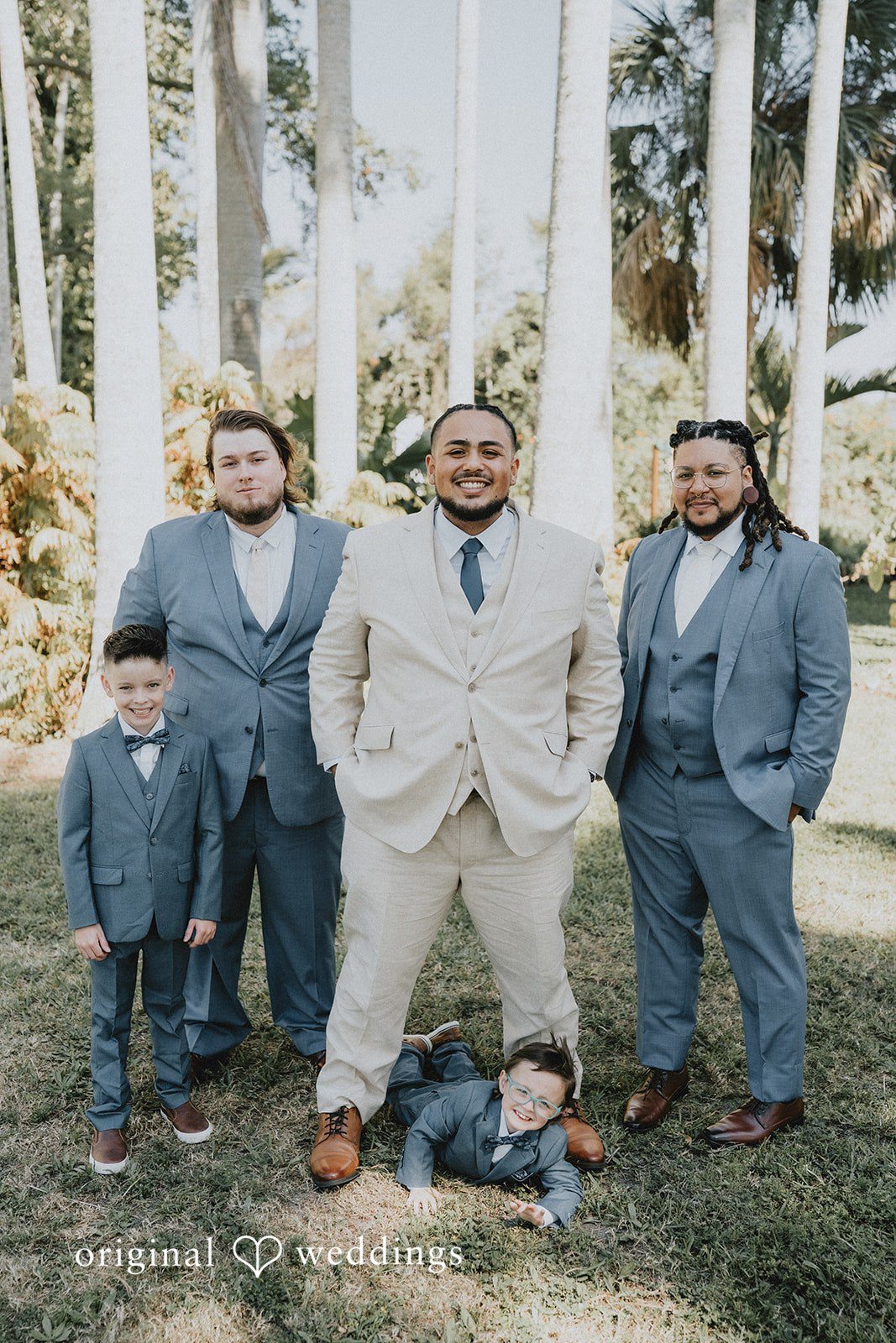 A stunning portrait of the groom with his groomsmen