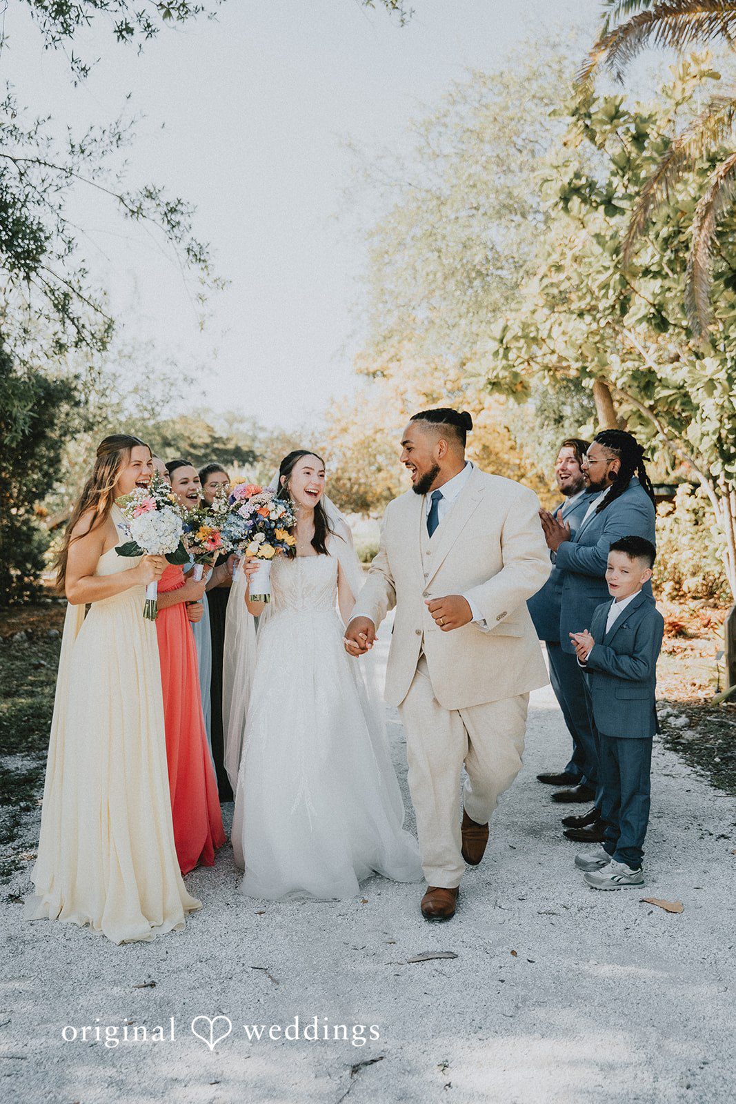 A beautiful moment of the couple with their bridal party