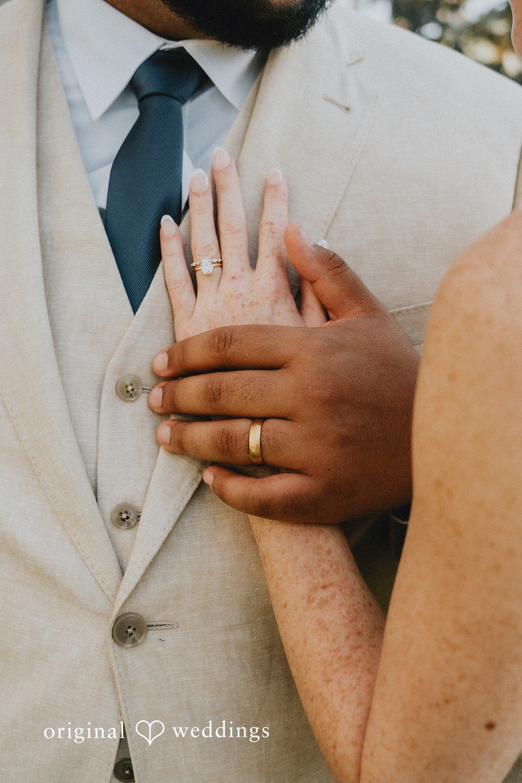 A close-up shot of the couple