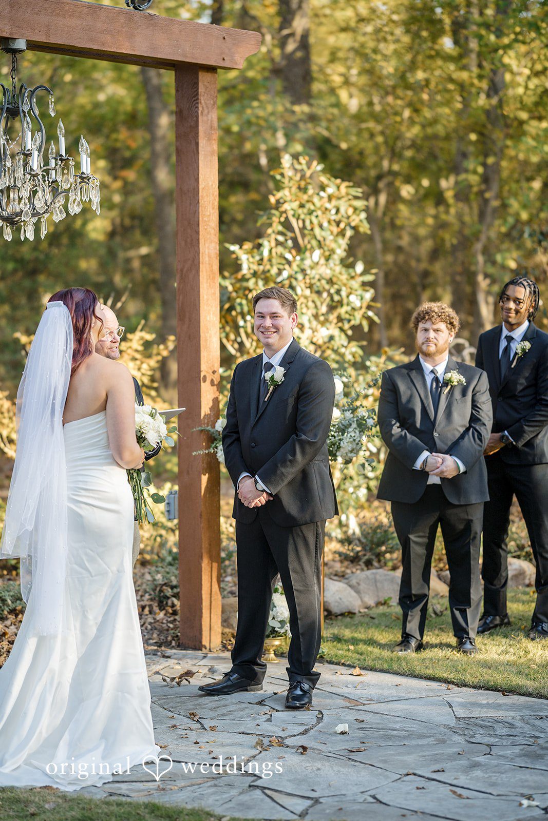 The bride and groom about to exchange marital vows