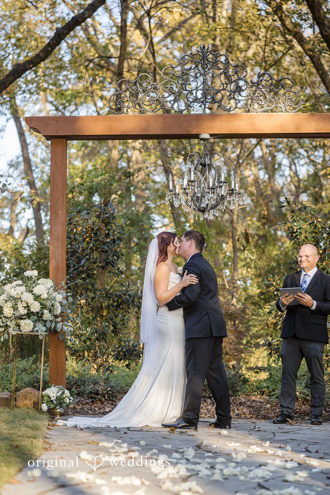The couple shares their first kiss