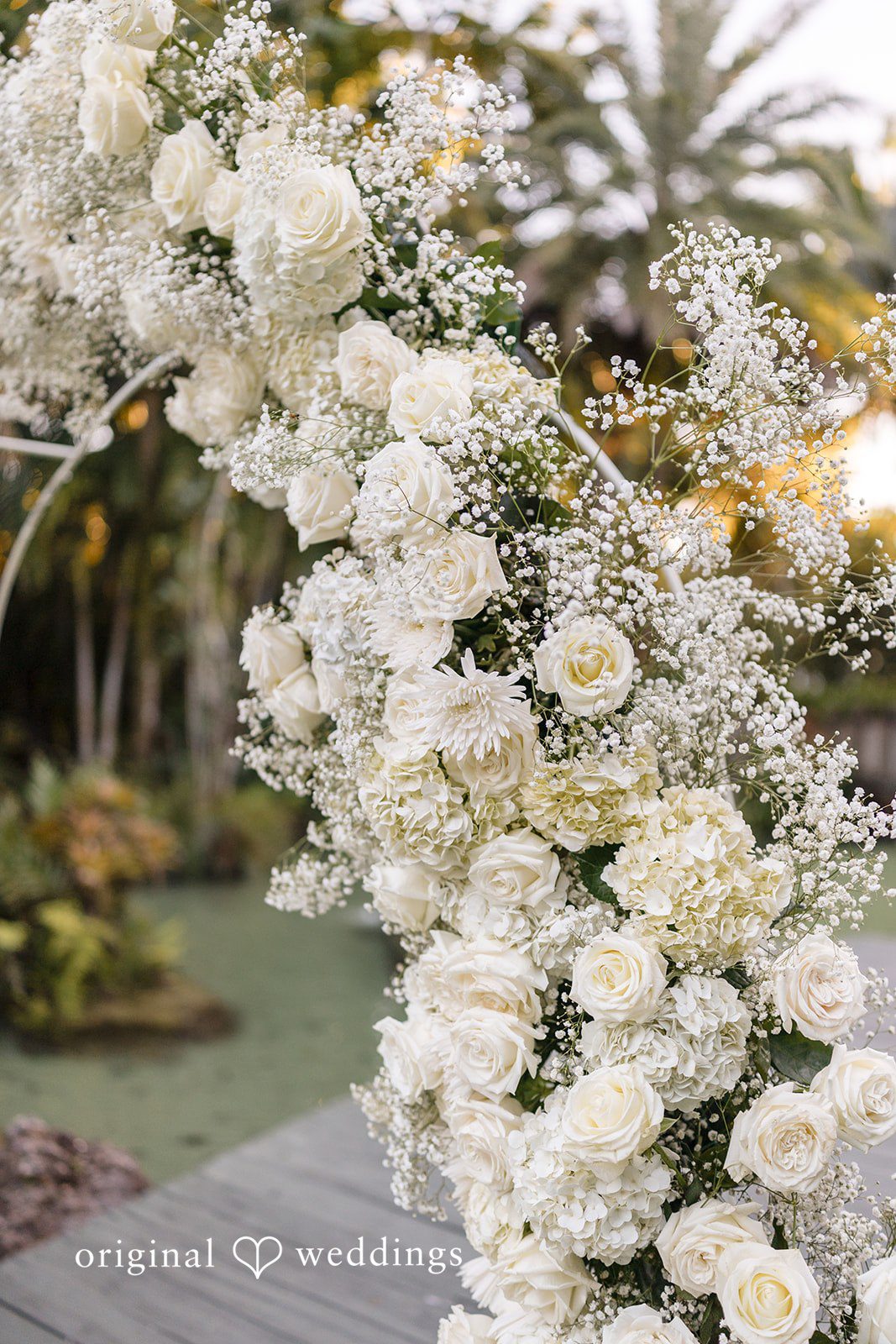 Elegant white floral arrangement detail from a Miami Wedding Photography gallery
