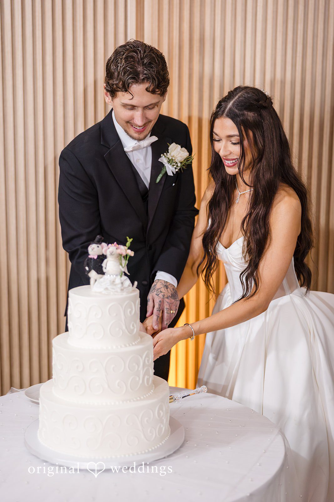 Wedding party entrance with dancing and celebration indoors