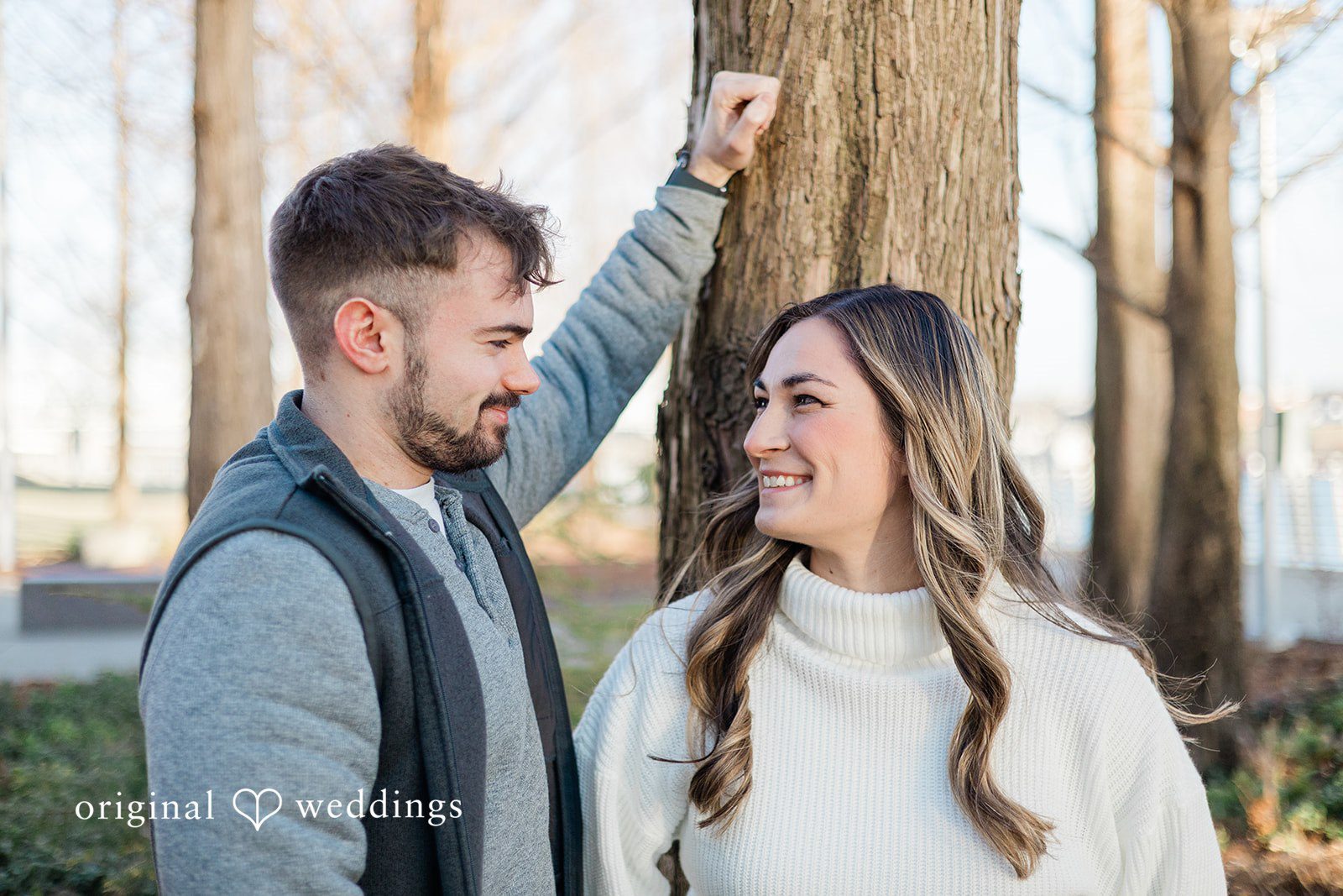 Beautiful picture of couple looking at each other happily