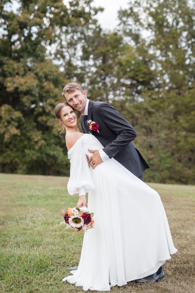 Jacob + Maria soft romantic couple pose at wedding ceremony venues st louis