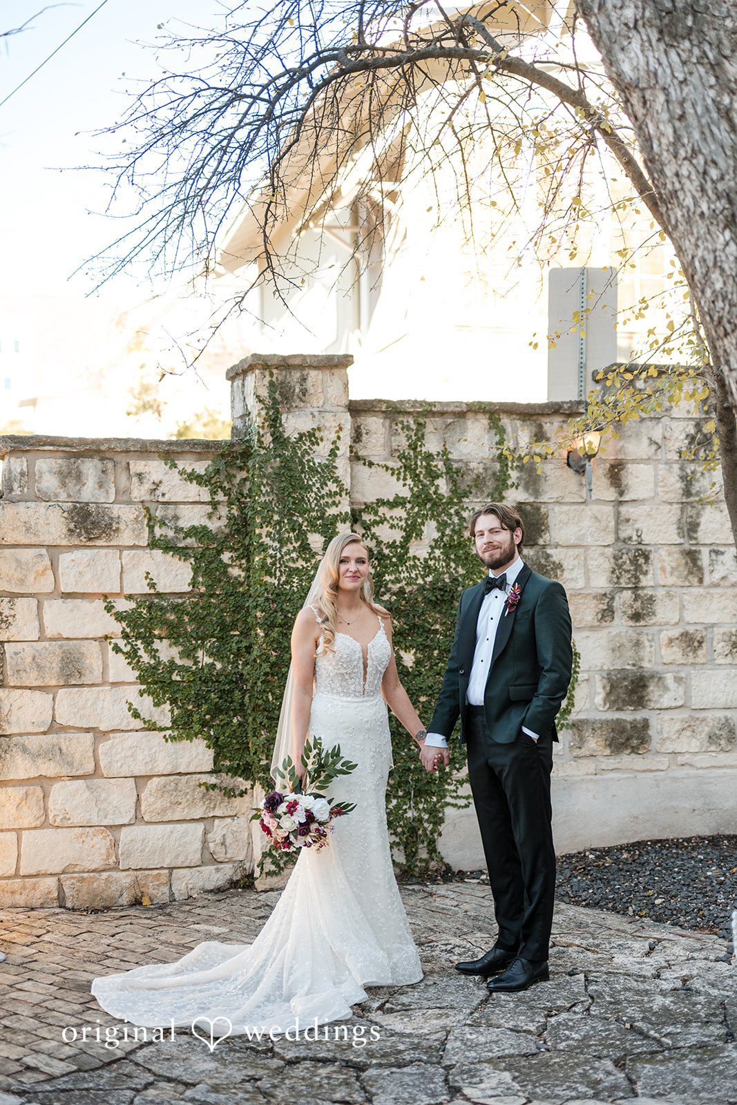 A stunning portrait of the couple at the outdoor area of The Allan House