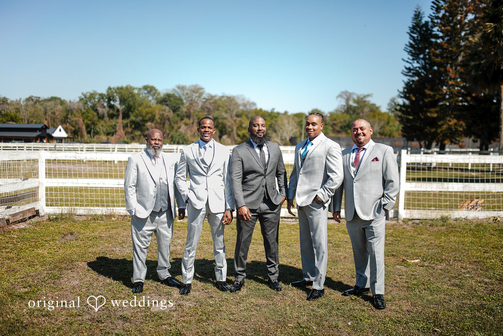 A portrait of the groom and the groomsmen