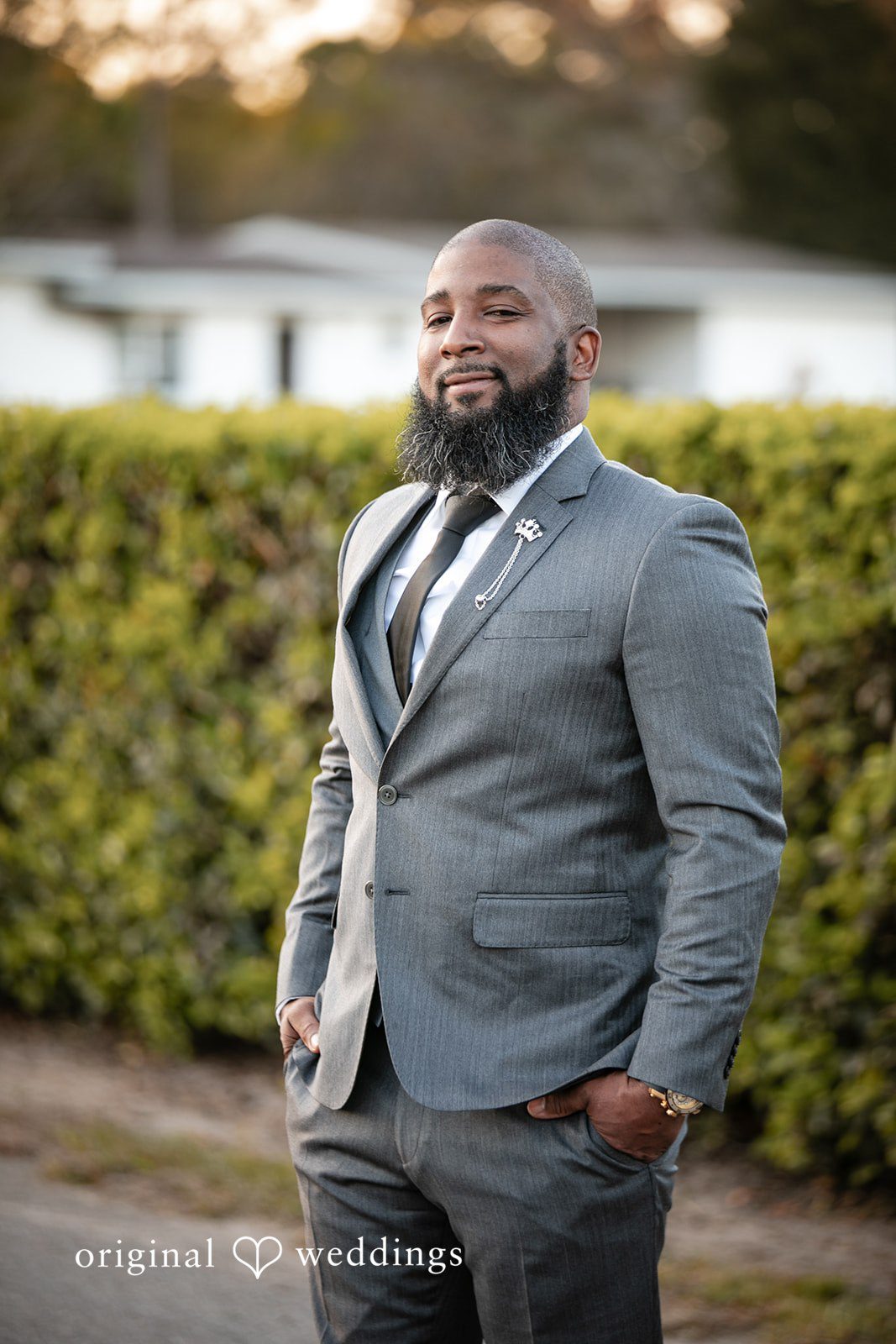 A cute portrait of the groom