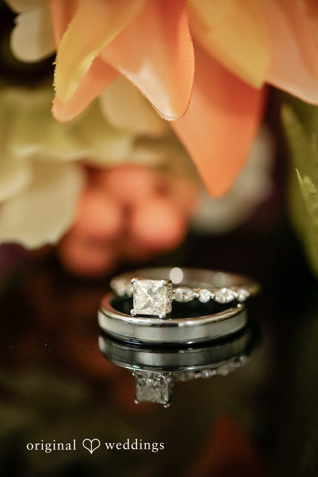 Our Orlando wedding photographers took a detail shot of the diamond wedding rings