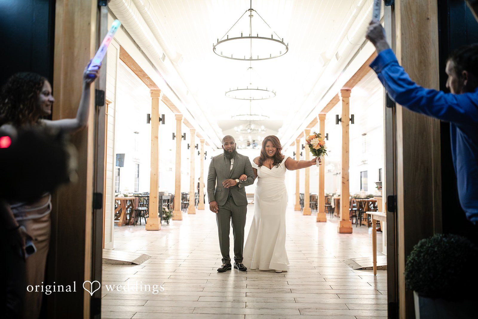 The couple makes a grand exit