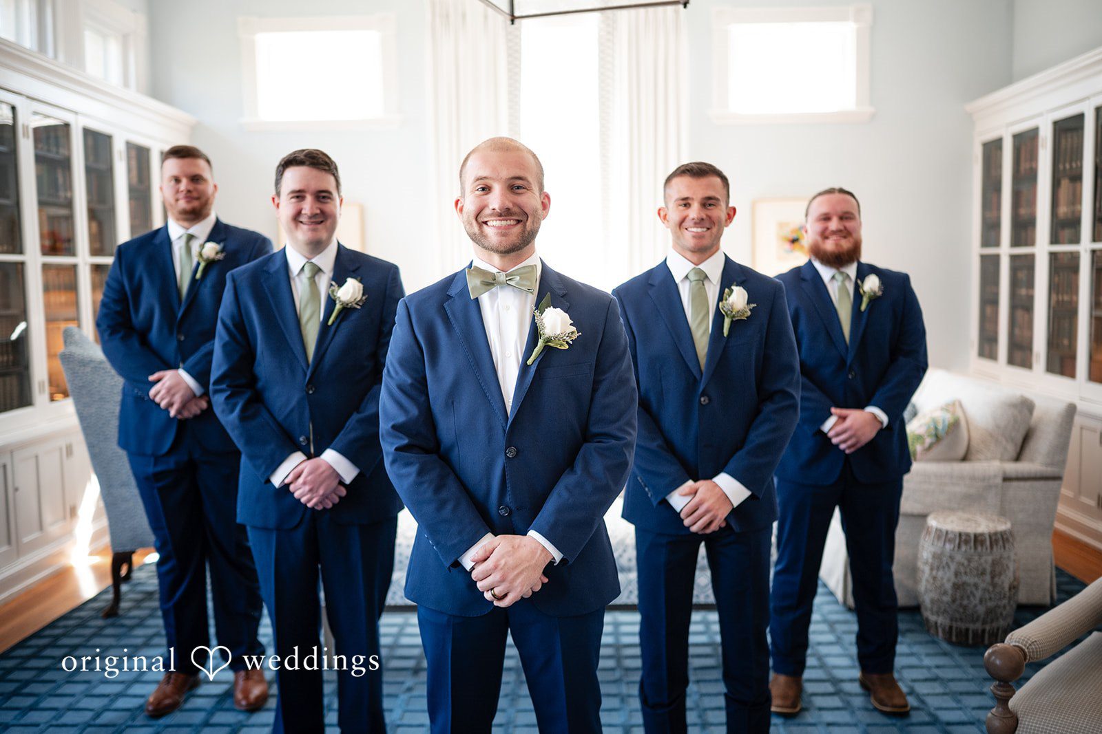 Elegant picture of groom with groomsmen at The Glendale Lyceum