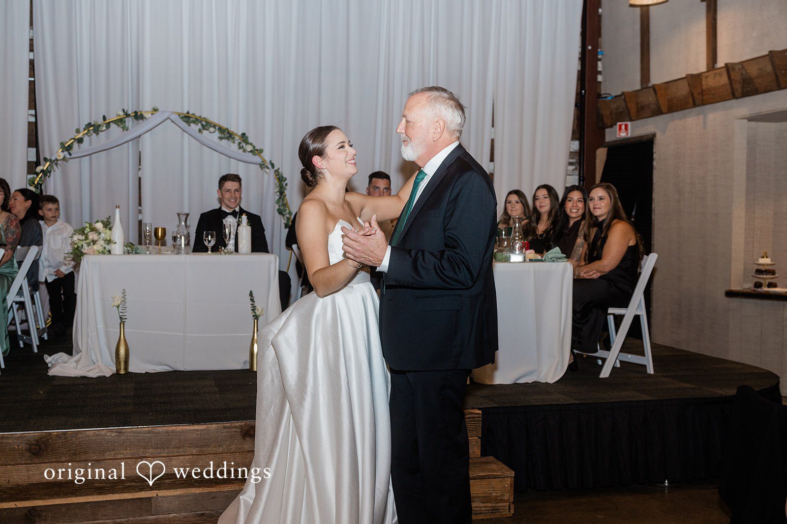 Beautiful bride dancing happily