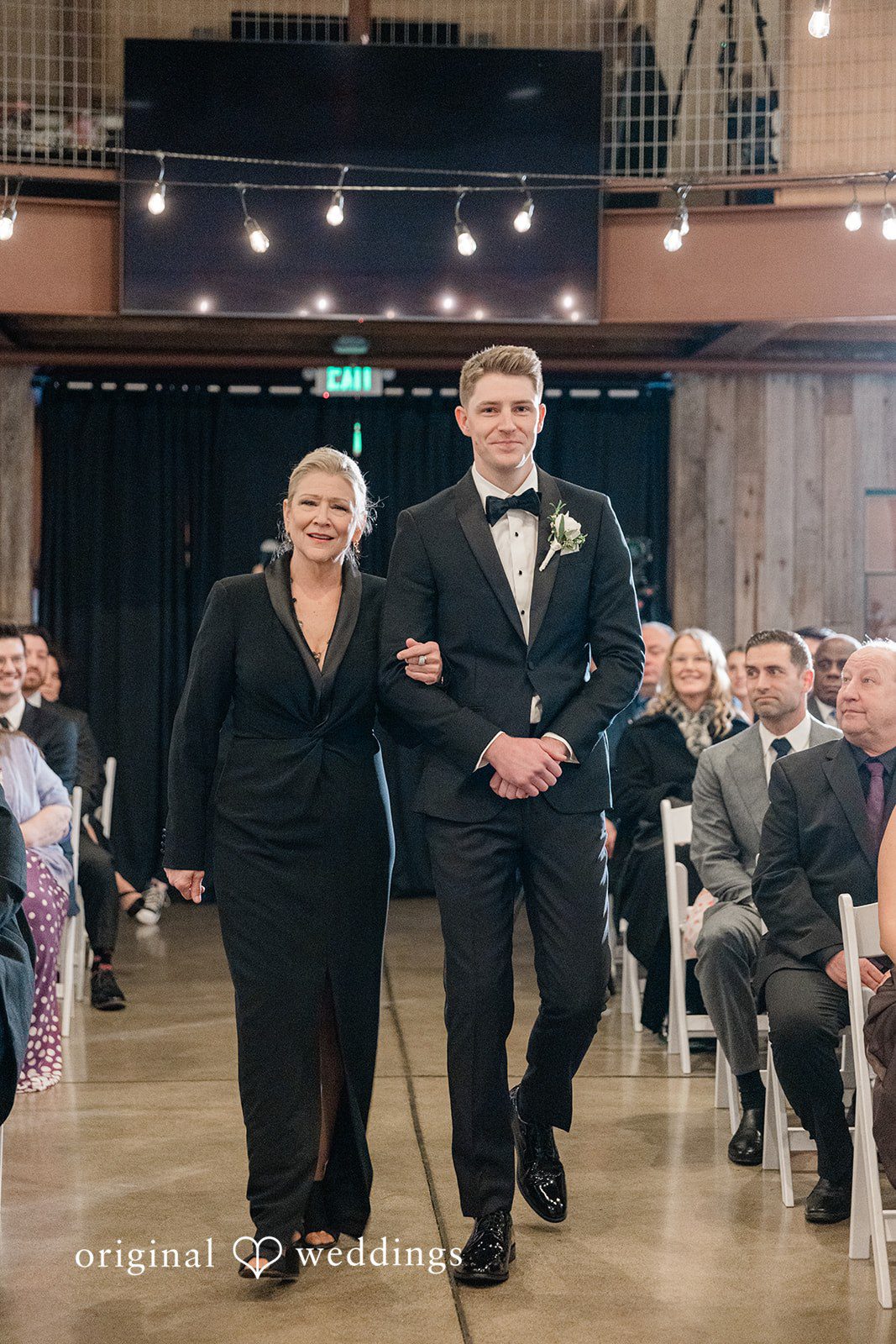 Groom walking down the aisle