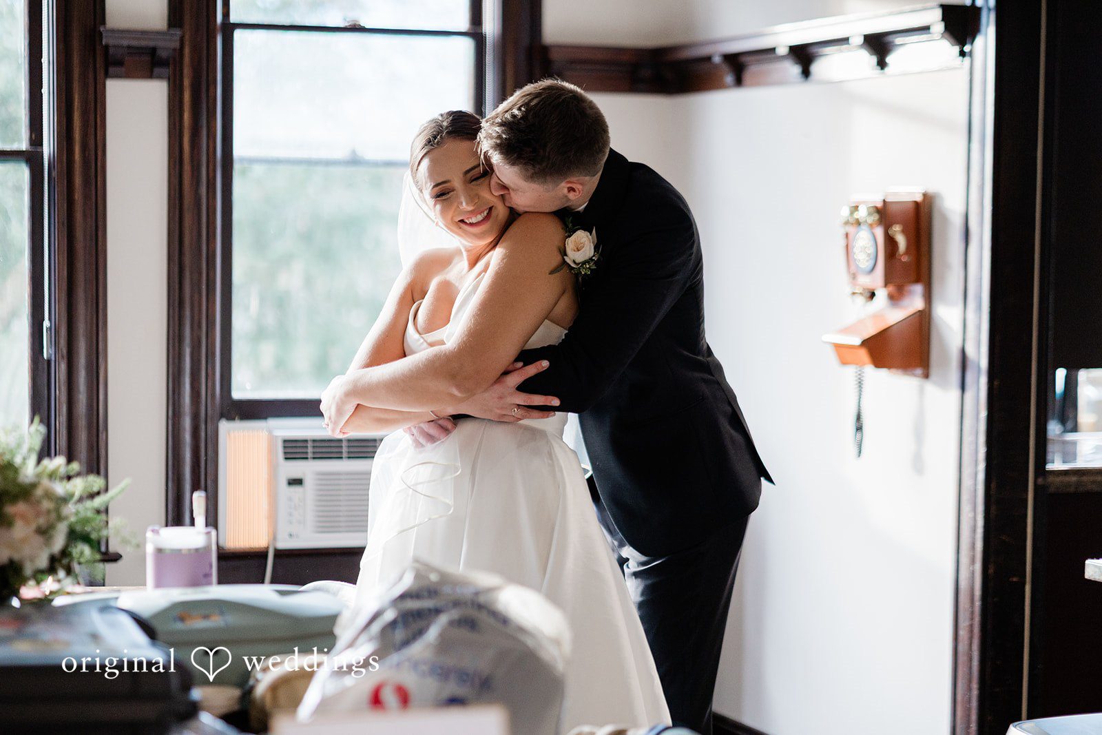 Romantic portrait of couple at The Olson Mansion