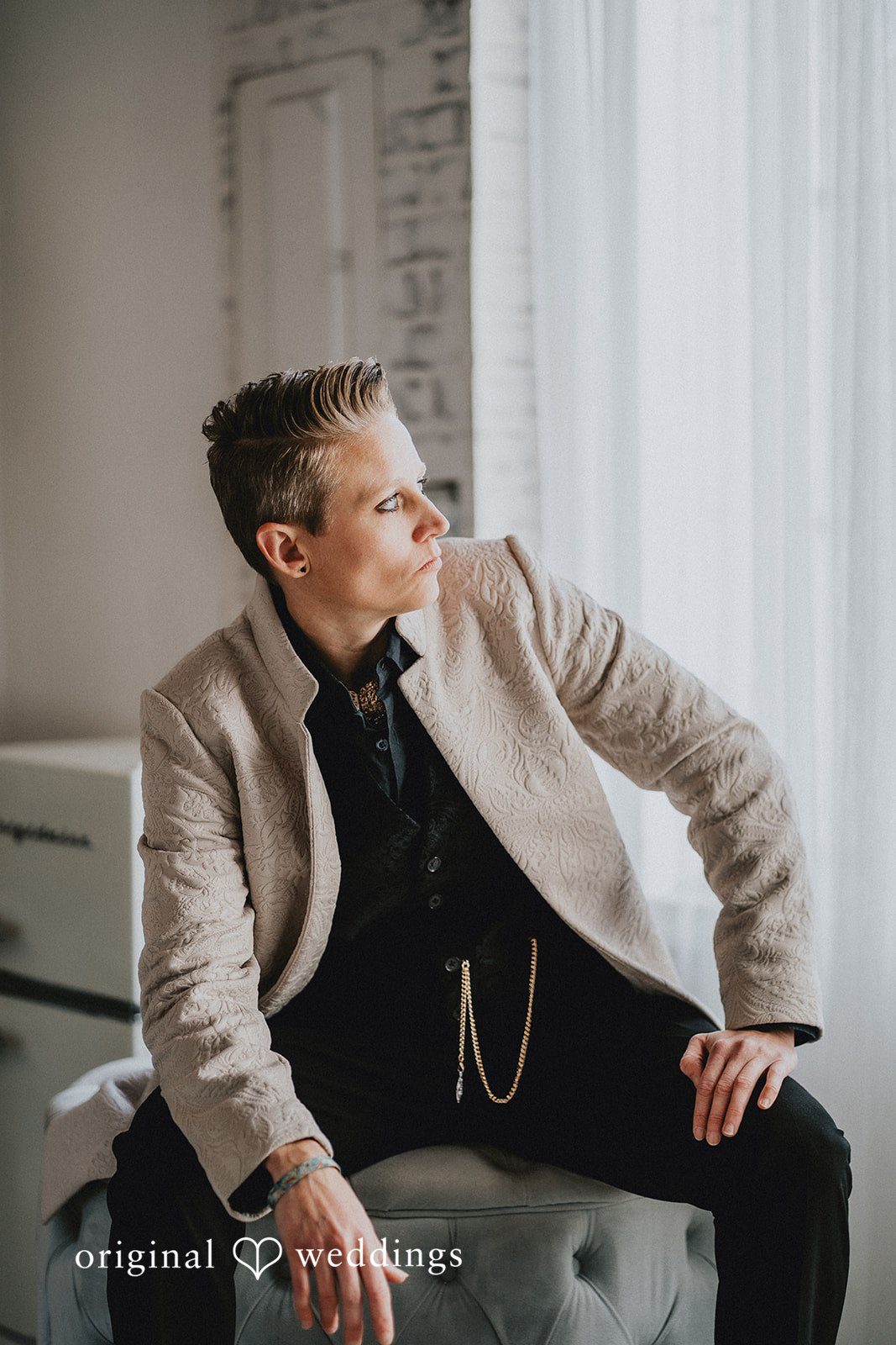 Dianna + Devin A portrait of the groom before the wedding ceremony