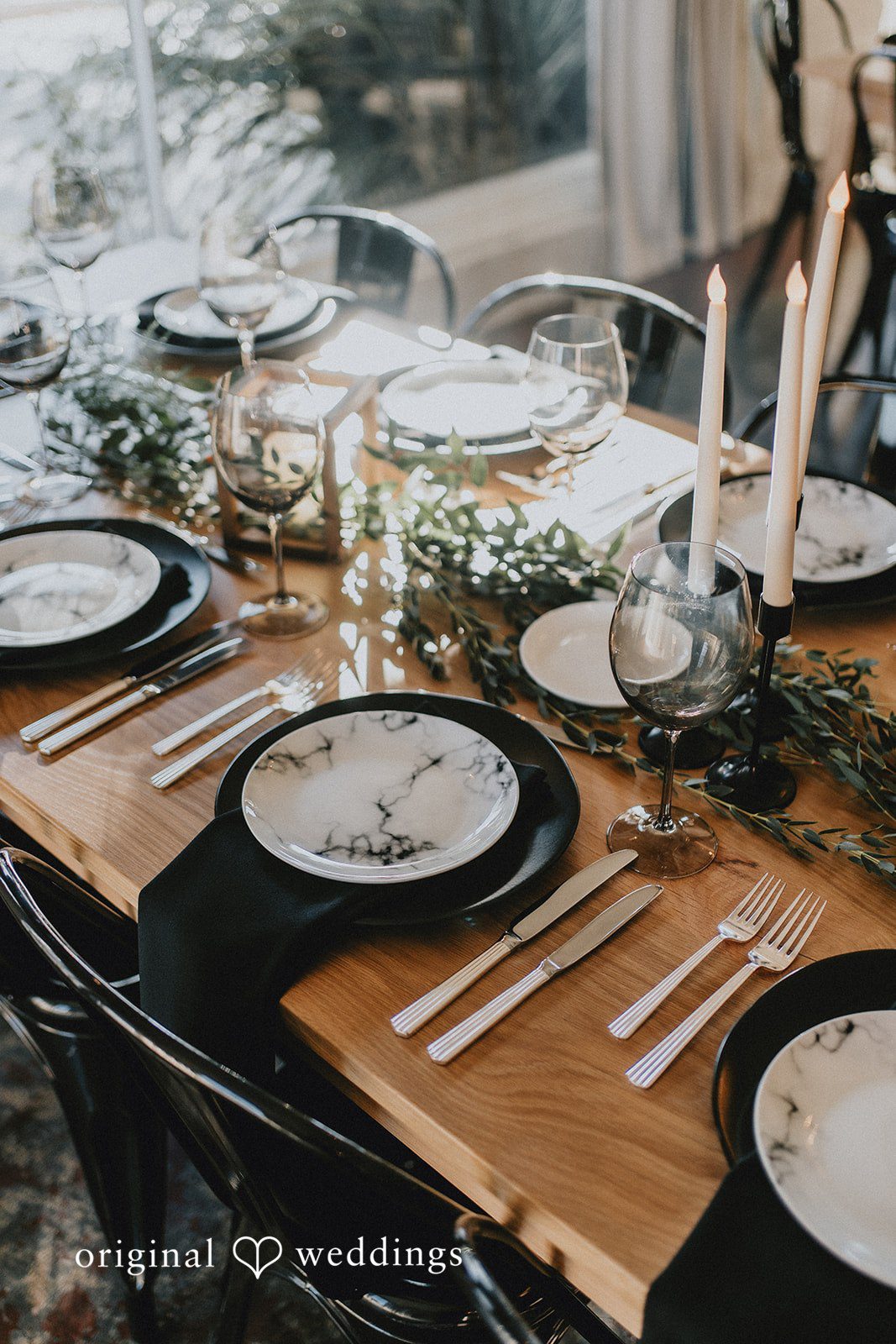 Dianna + Devin A detail shot of the decorated table at The Refinery reception