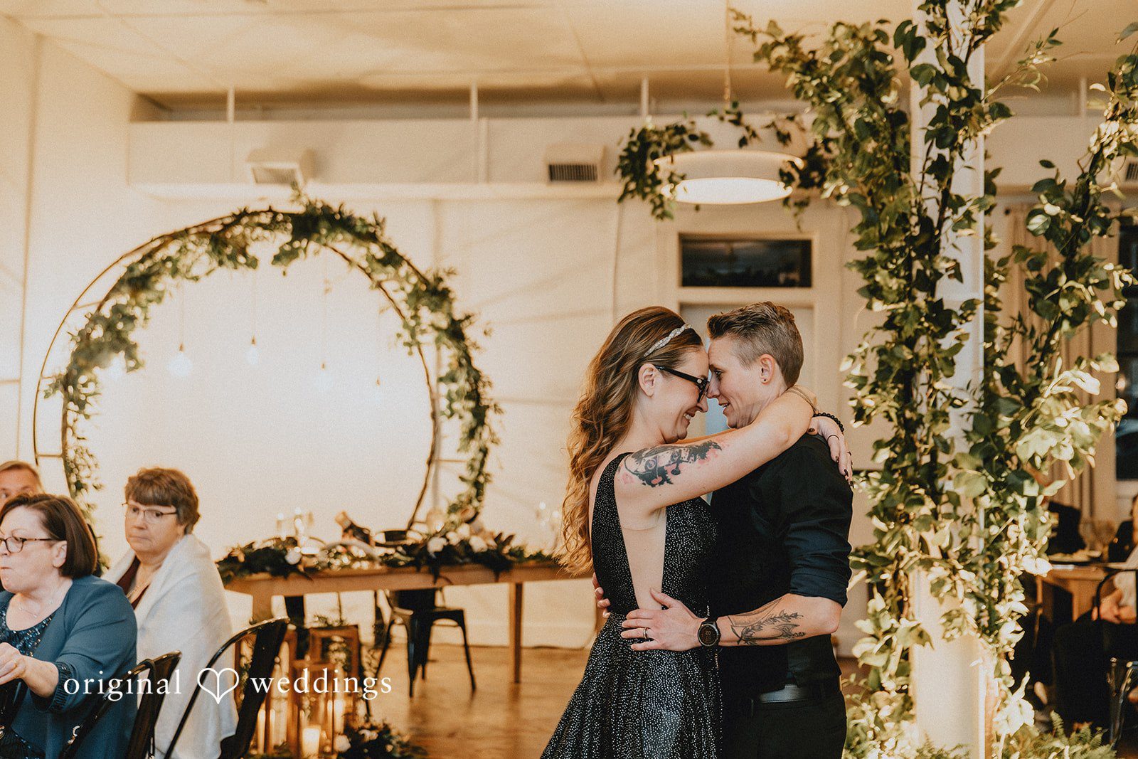 Dianna + Devin A romantic moment of the couple at their wedding reception